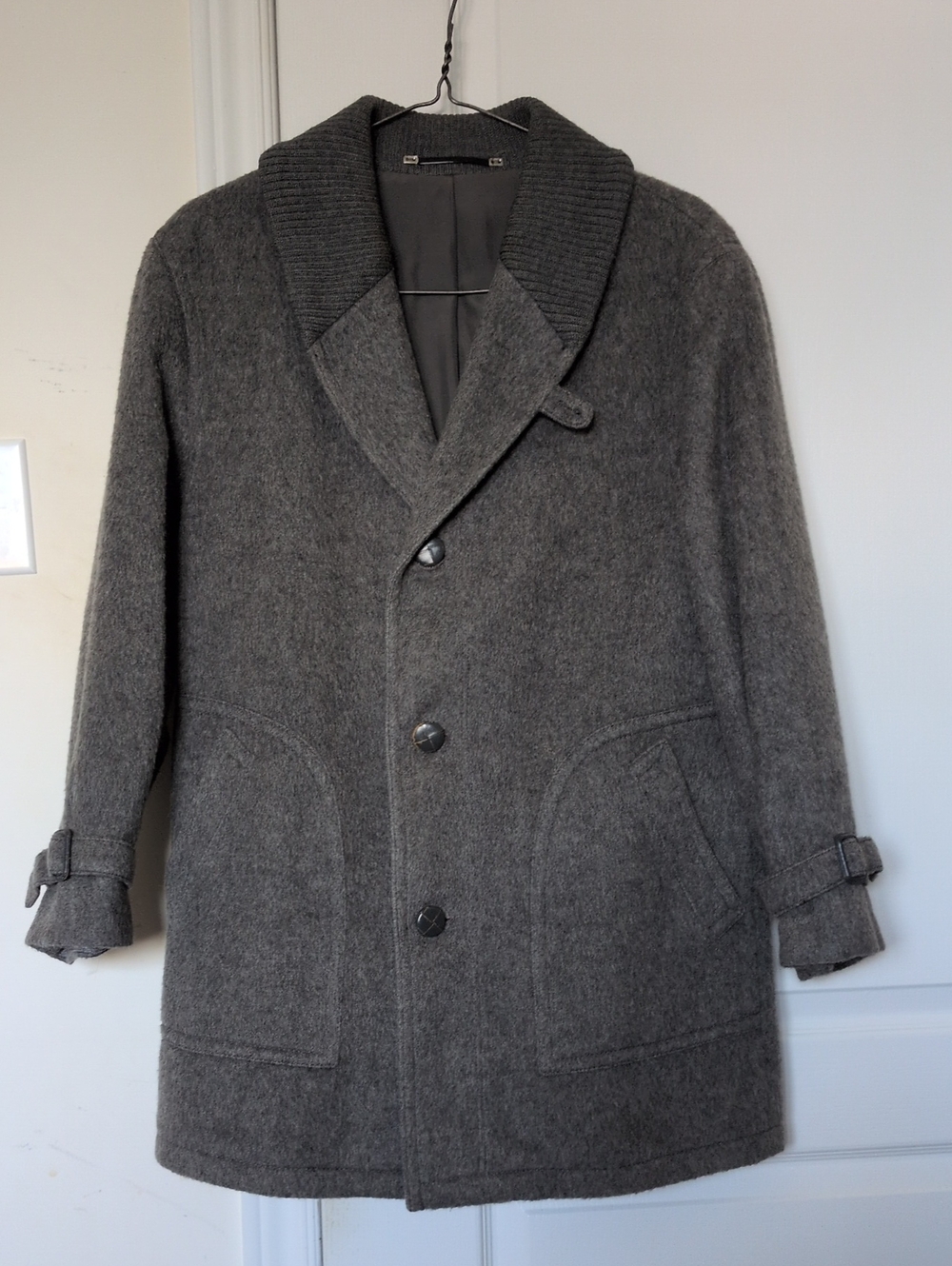 Men's Shawl-Collar Pea Coat in Gray